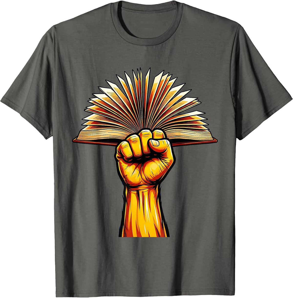 Reading Teacher Book Torch Illustration T-Shirt - Asphalt Grey