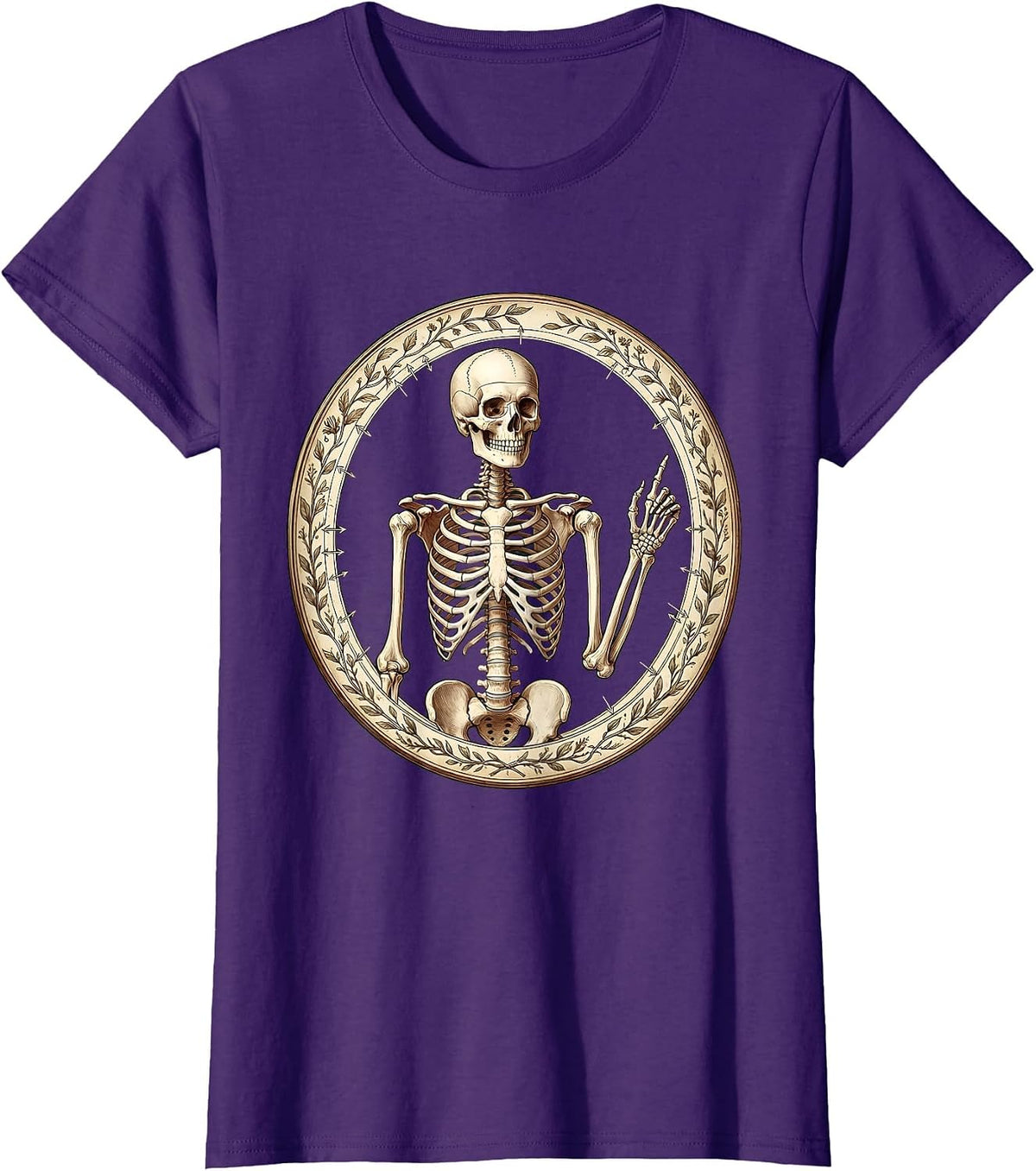 Women's Science Teacher Skeleton Chalkboard Illustration T-Shirt - Purple