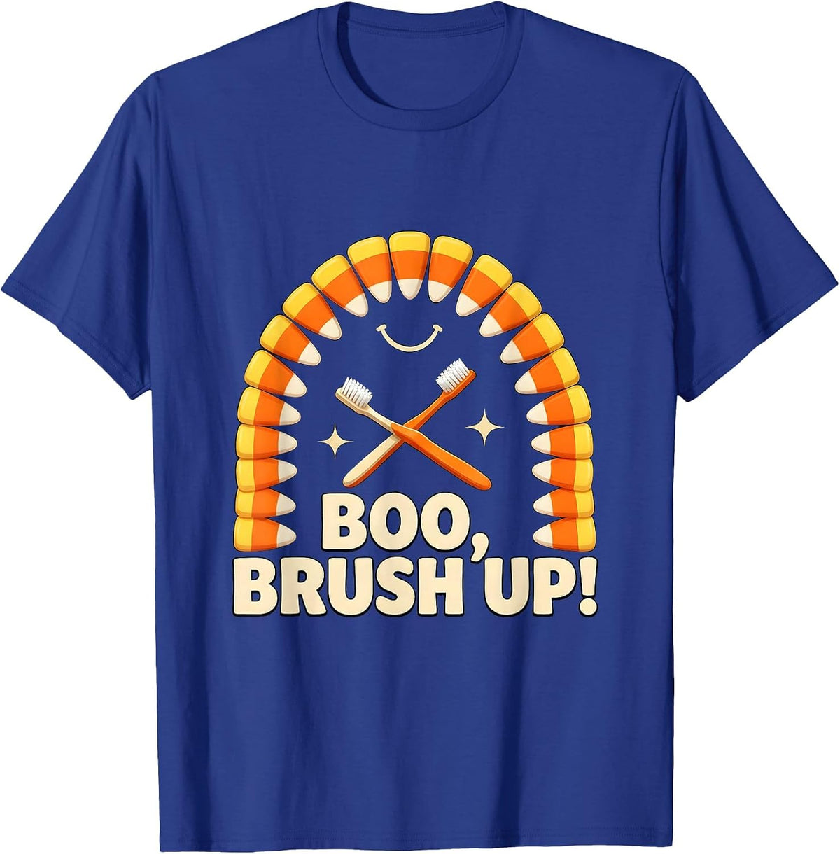 Men's Boo Brush Up Playful Dental Humor Halloween Dentist Costume T-Shirt - Royal Blue