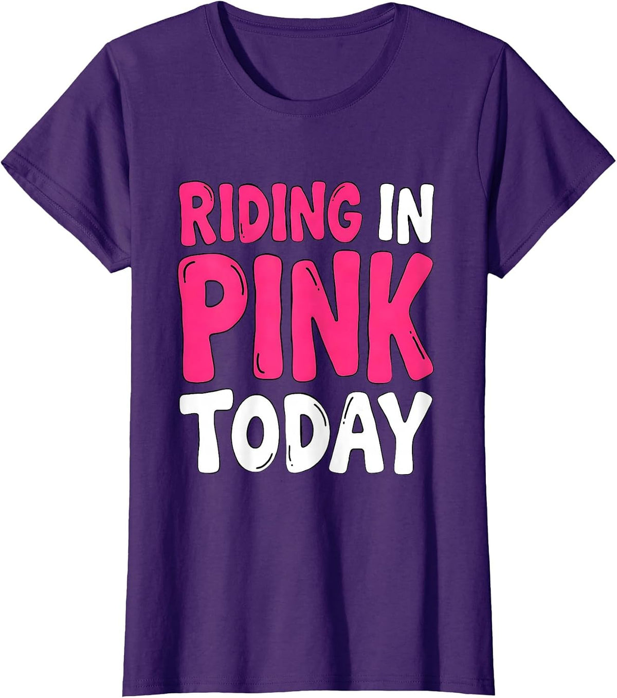 Women's Riding In Pink Today Cowboy Design T-Shirt - Purple