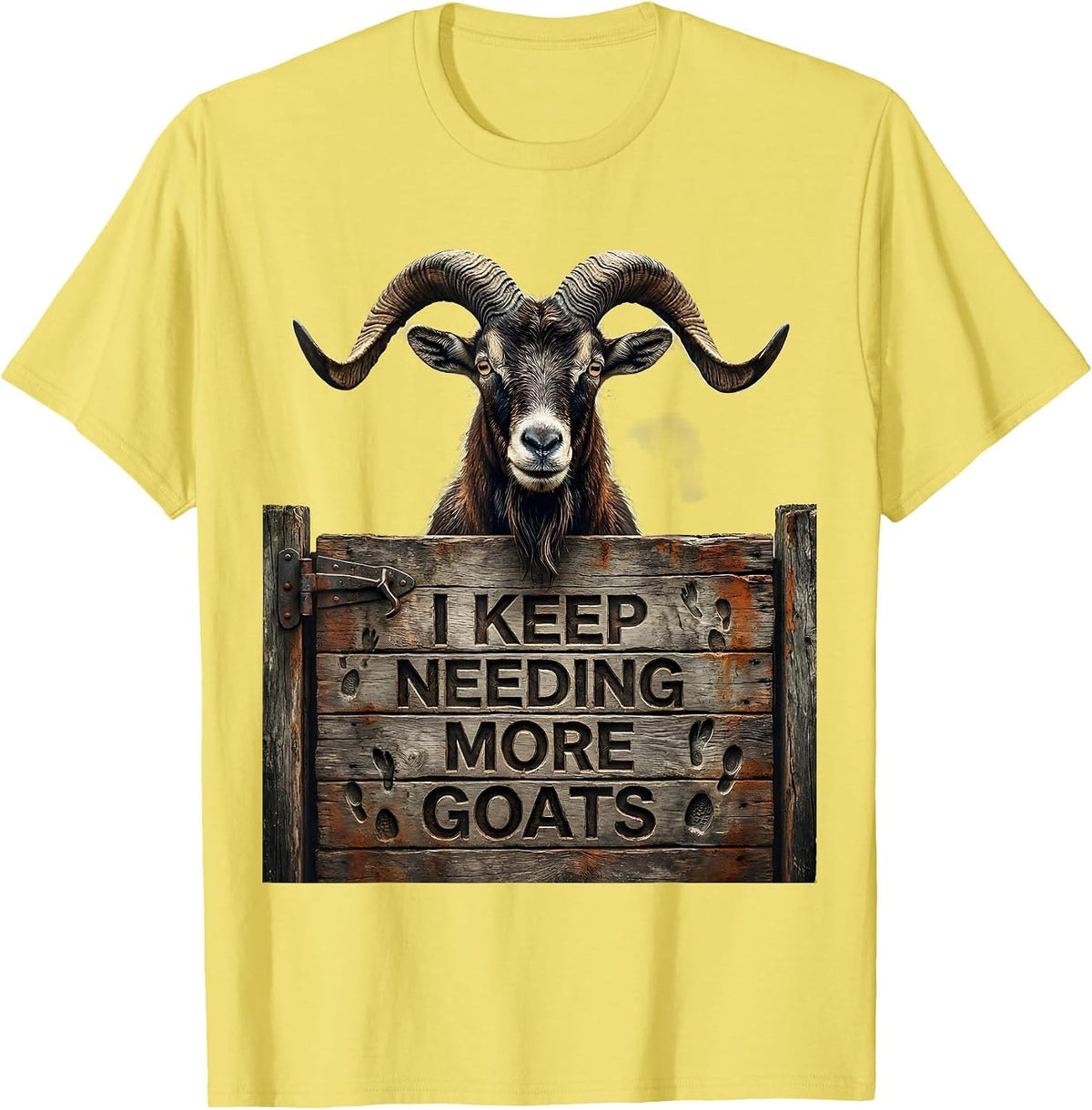 Men's I Keep Needing More Goats Distressed Funny Goat Lover Farmer T-Shirt - Lemon Yellow