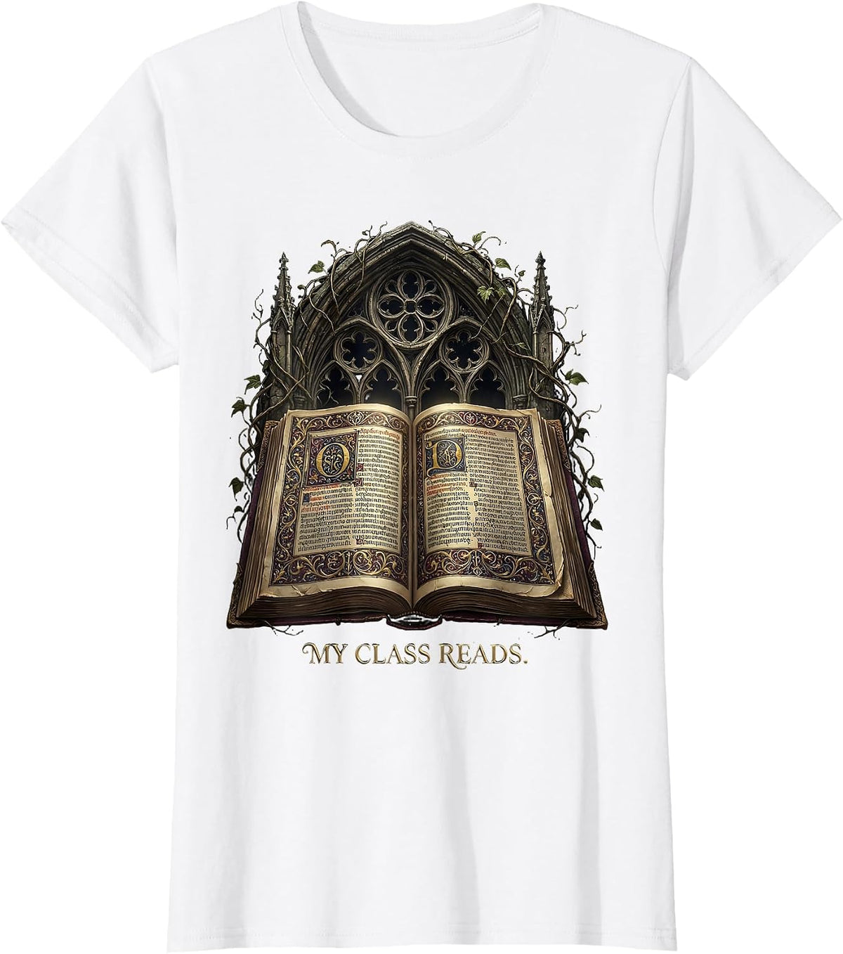 My Class Reads Reading Teacher Design T-Shirt - White