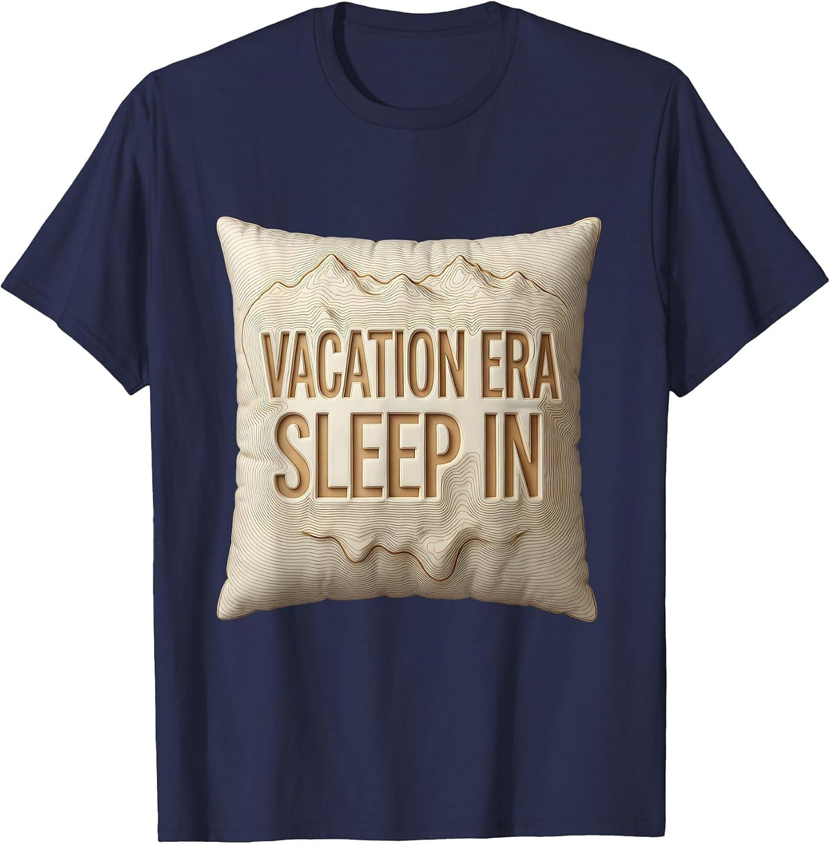 Vacation Era Sleep In Labor Day Celebration Design T-Shirt - Navy Blue