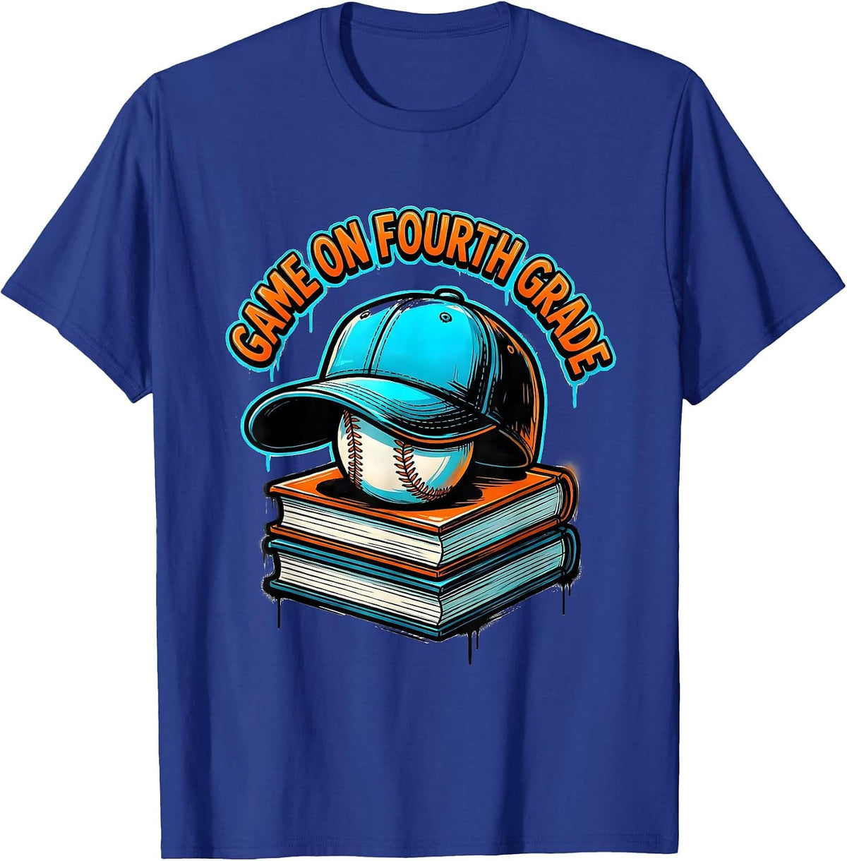 Men's Game On Fourth Grade Back To School Baseball Drip for Boys T-Shirt - Royal Blue