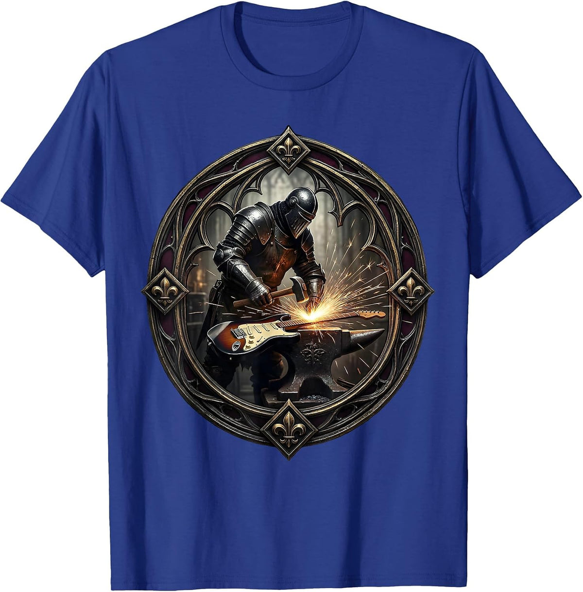 Men's Blacksmith Electric Guitar Forge Metal Band Graphic T-Shirt - Royal Blue