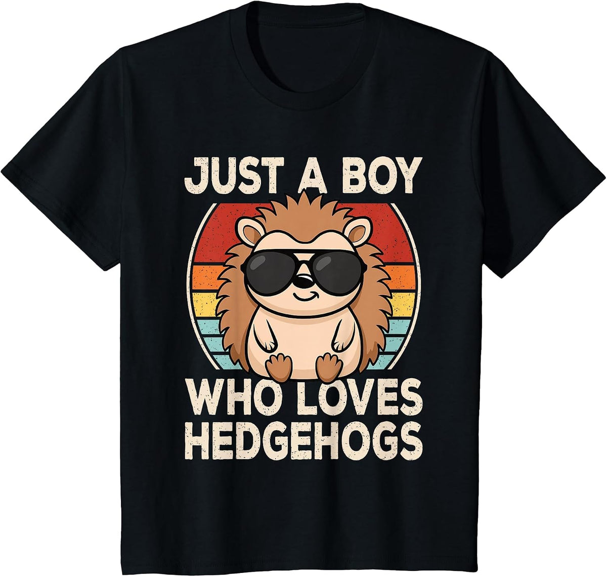 Just A Boy Who Loves Hedgehogs Shirt for Boys Kids T Shirts Hedgehog Lover Tees - Black