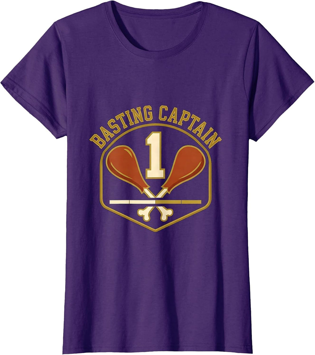 Women's Basting Captain Sports Funny Thanksgiving Turkey Family T-Shirt - Purple
