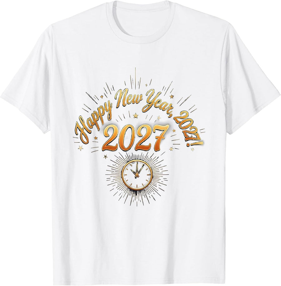Men's Happy New Year 2027 Party Family Matching Celebration T-Shirt - White