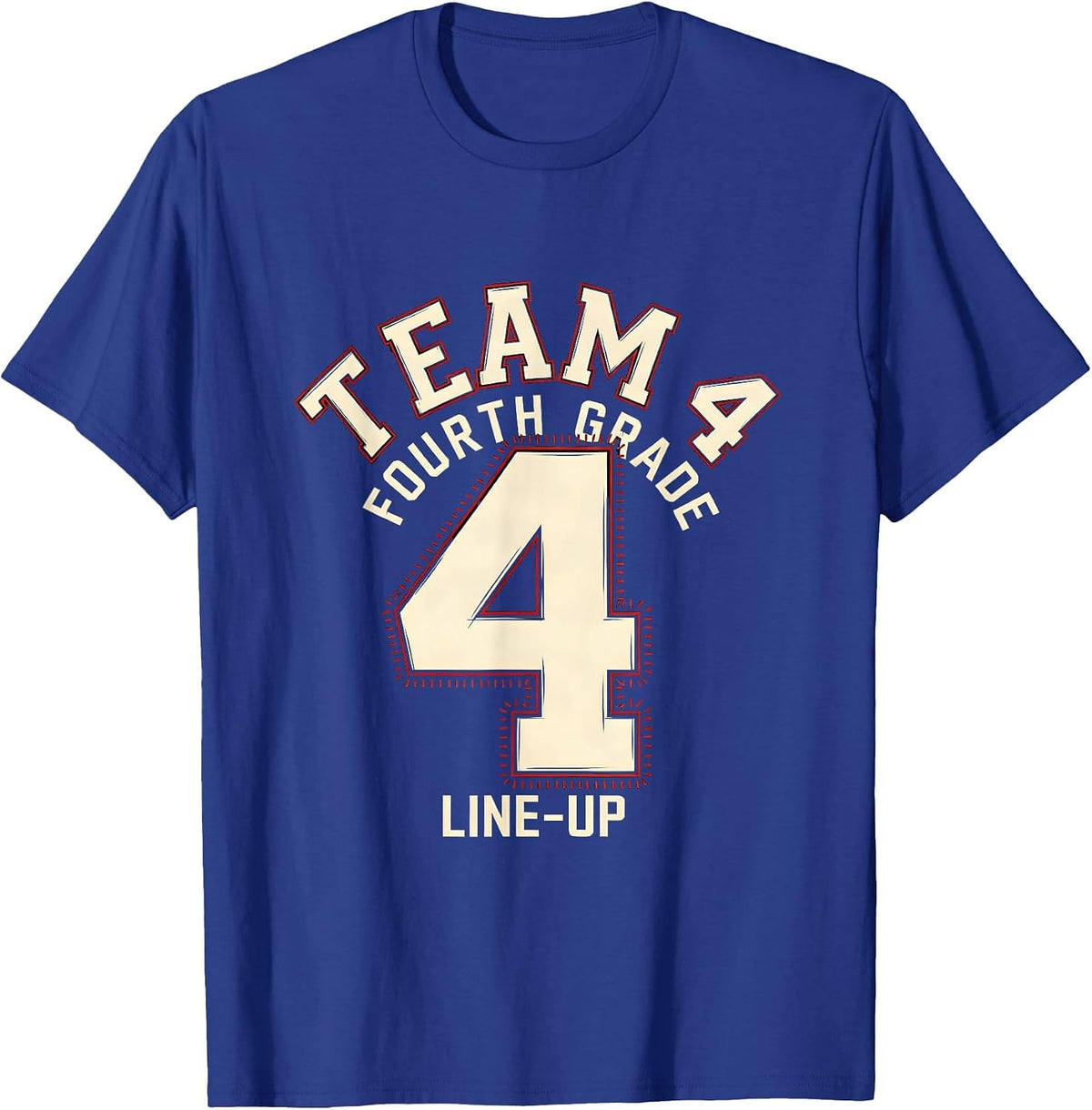 Men's Team 4 Fourth Grade Line-Up Playful Sports Team Pride Back T-Shirt - Royal Blue