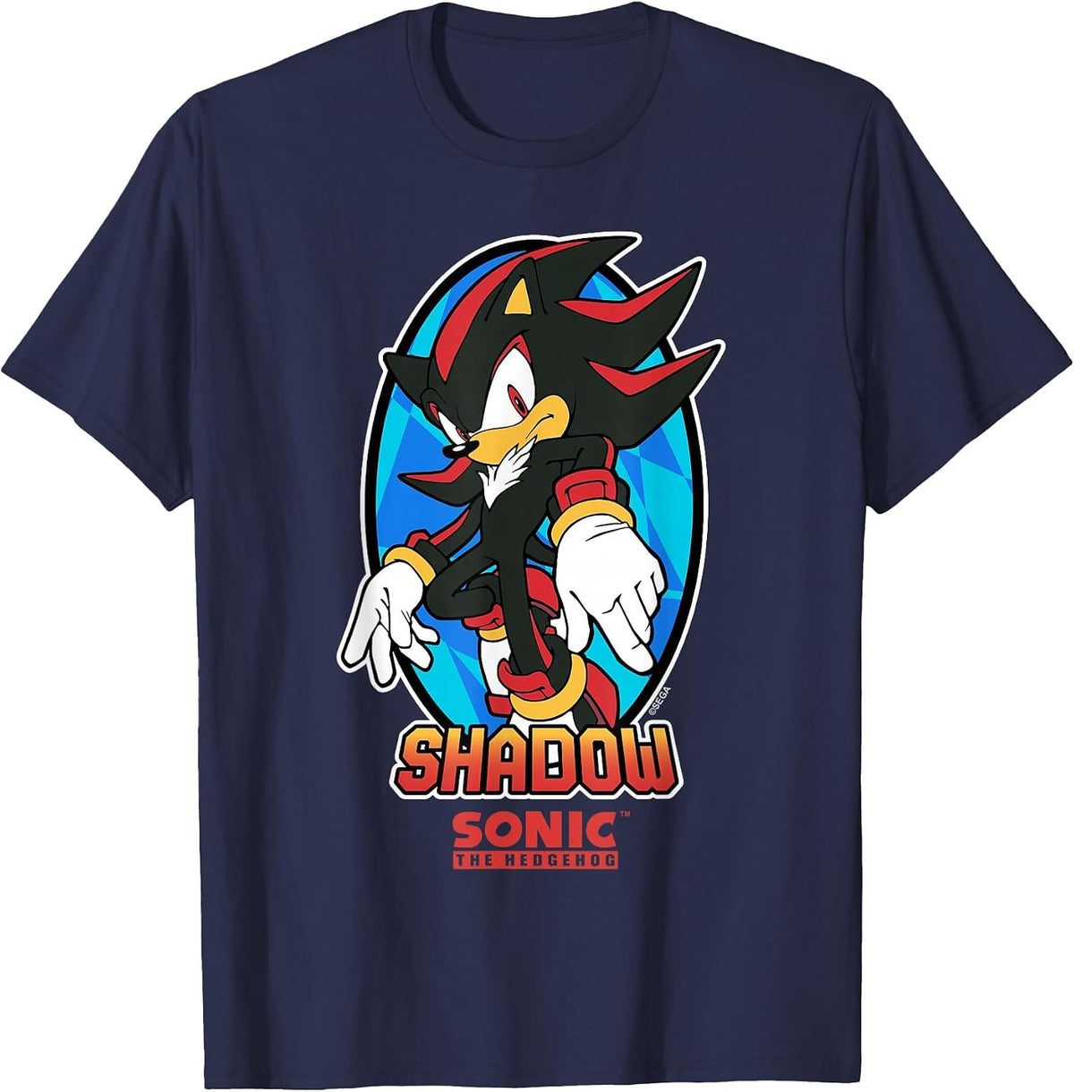 Sonic The Hedgehog Iconic Shadow Ups Big Chest Portrait T-Shirt - Navy Blue