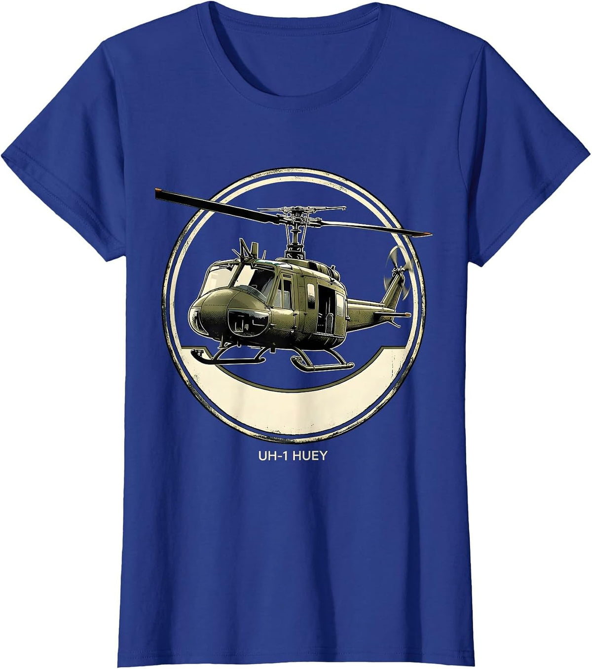 Women's UH-1 Huey Military Helicopter Pilot Veteran Tribute T-Shirt - Royal Blue