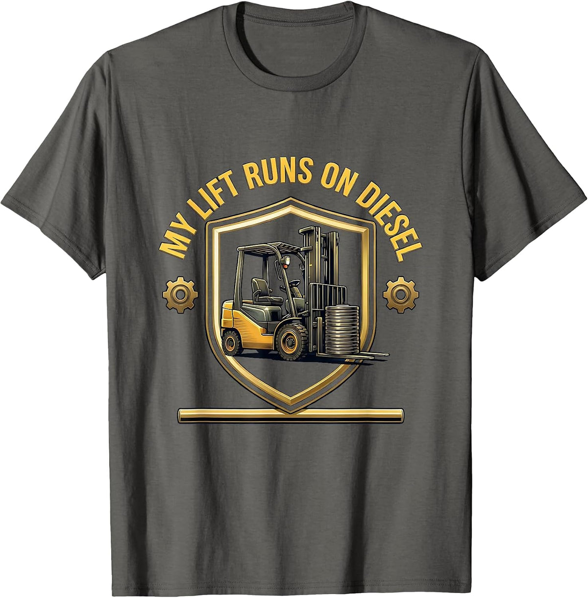 Men's My Lift Runs On Diesel Funny Forklift Certified Operator T-Shirt - Asphalt Grey