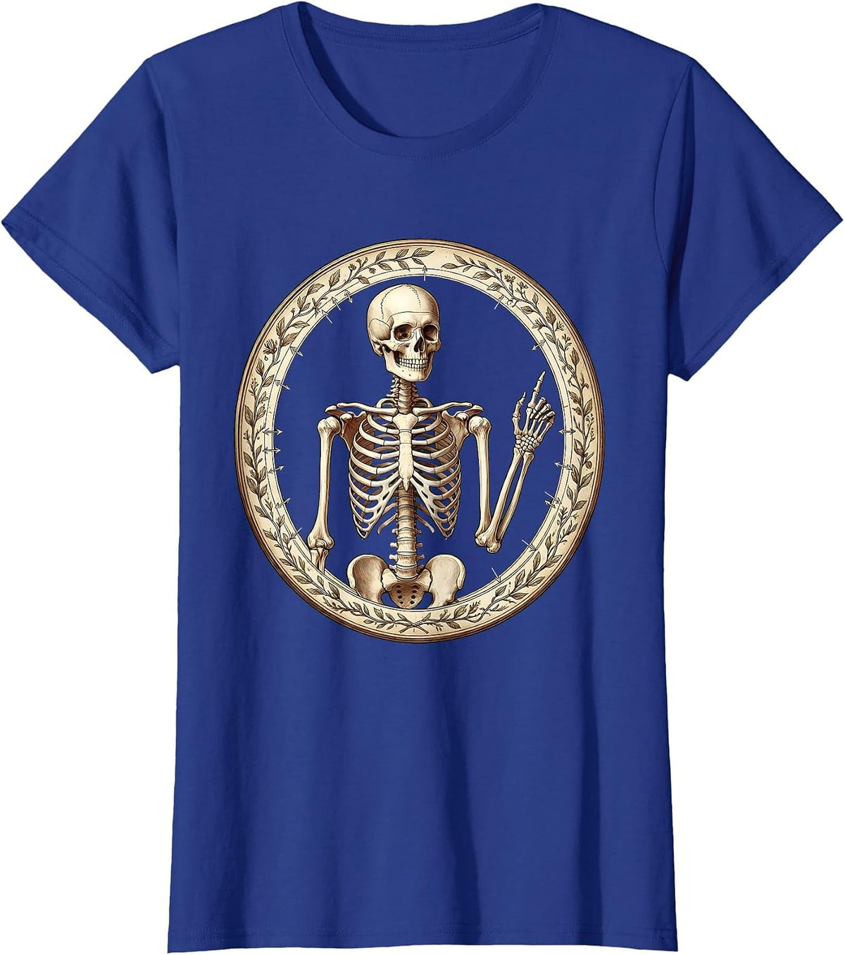 Women's Science Teacher Skeleton Chalkboard Illustration T-Shirt - Royal Blue