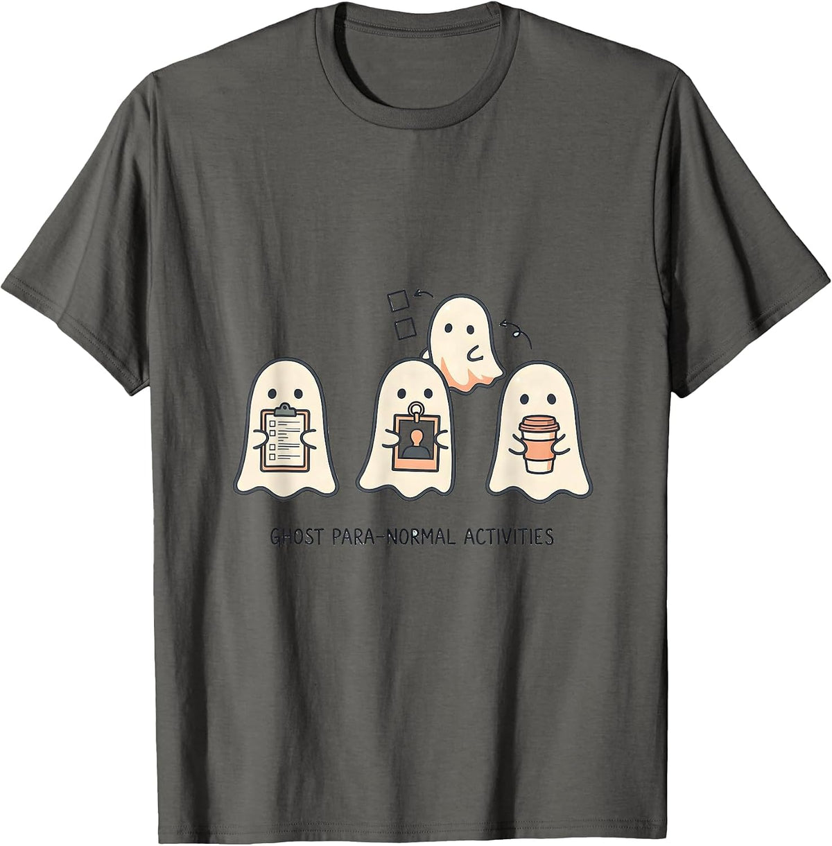Men's Ghost Para-Normal Activities Kawaii SPED Teacher Halloween T-Shirt - Asphalt Grey