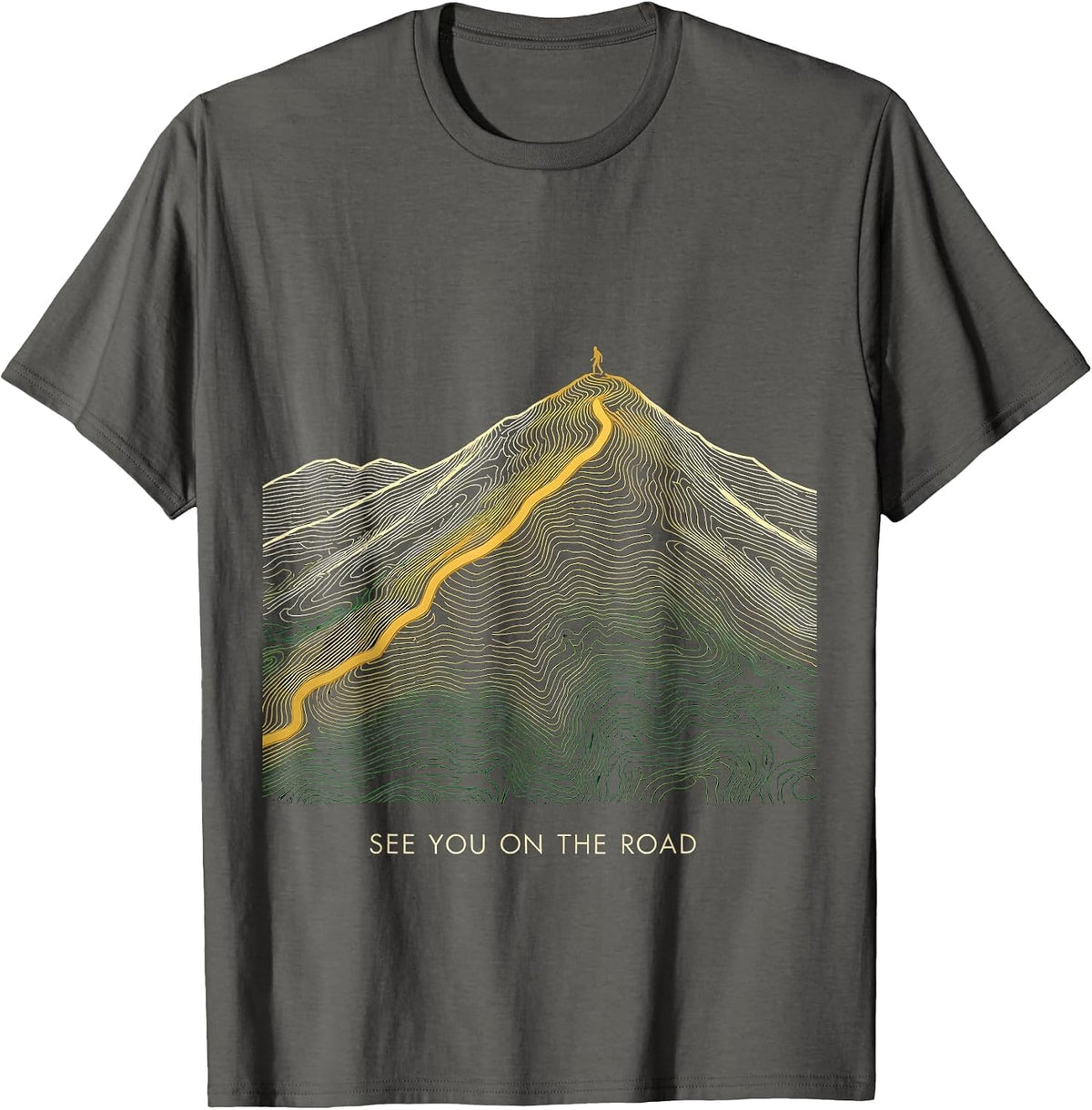 See You On The Road Topographic Contour Jamaican Carnival T-Shirt - Asphalt Grey