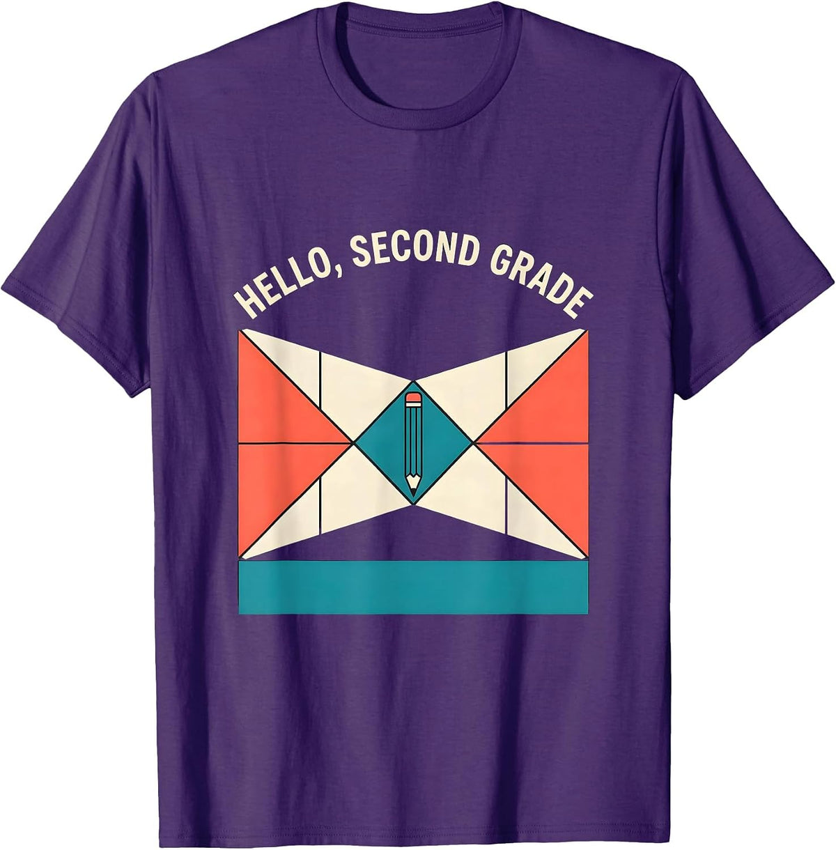 Men's Hello, Second Grade Coquette Bow Back to School Pencil T-Shirt - Purple