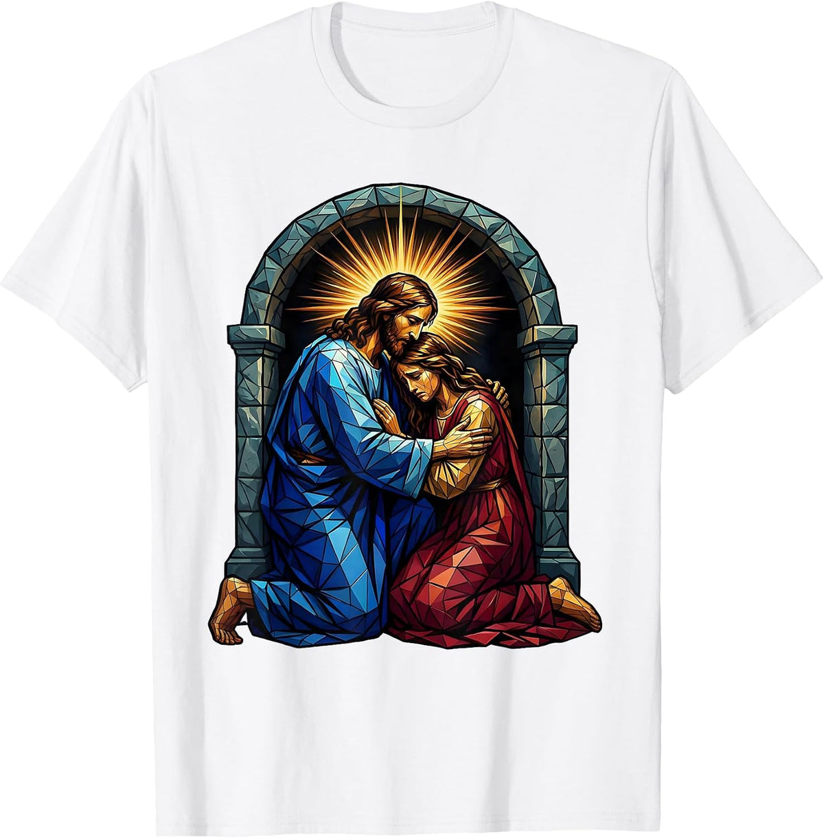 Men's Jesus Comforting Weeping Woman at the Tomb T-Shirt - White