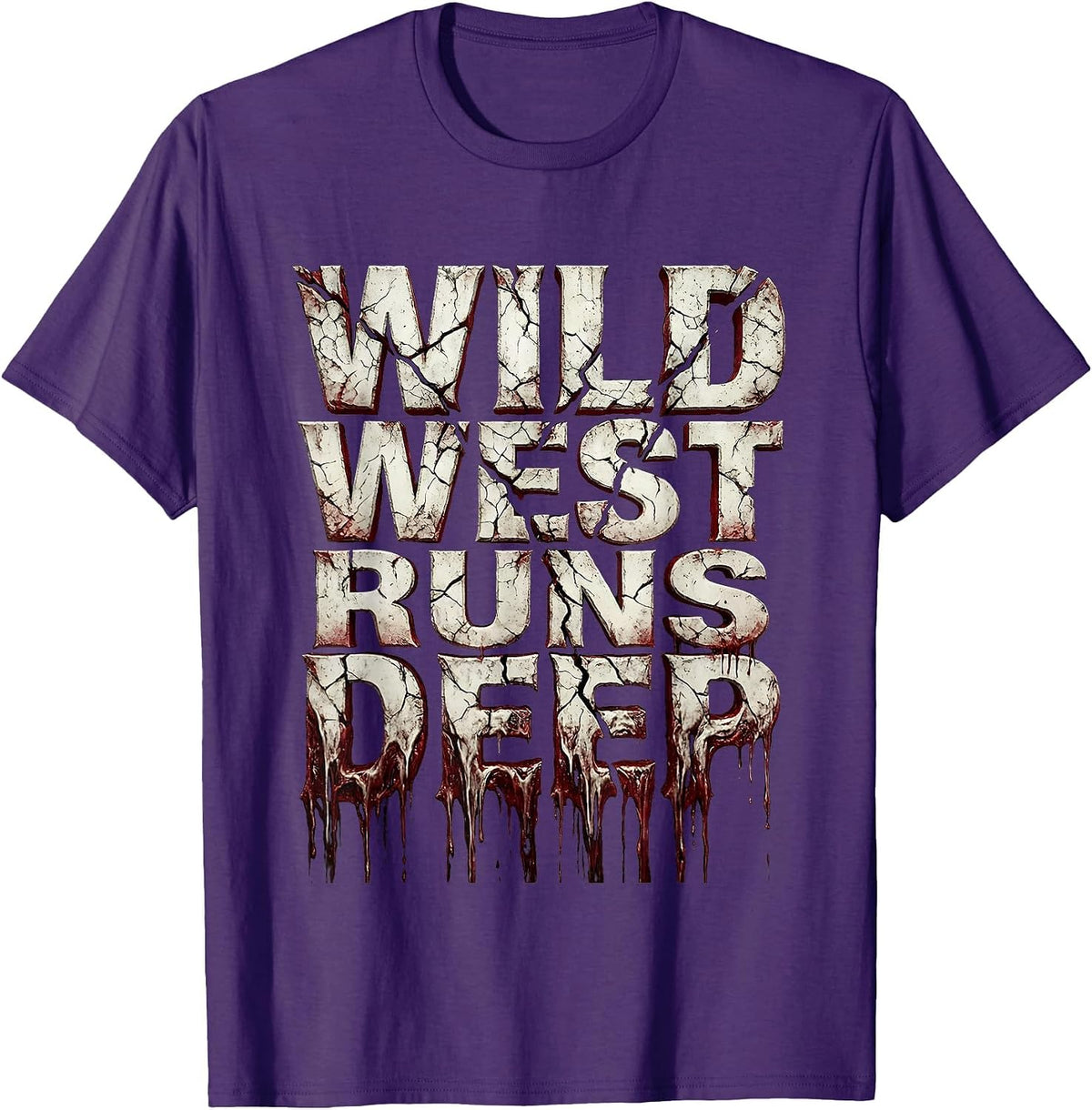 Men's Wild West Runs Deep Western Heritage Design T-Shirt - Purple