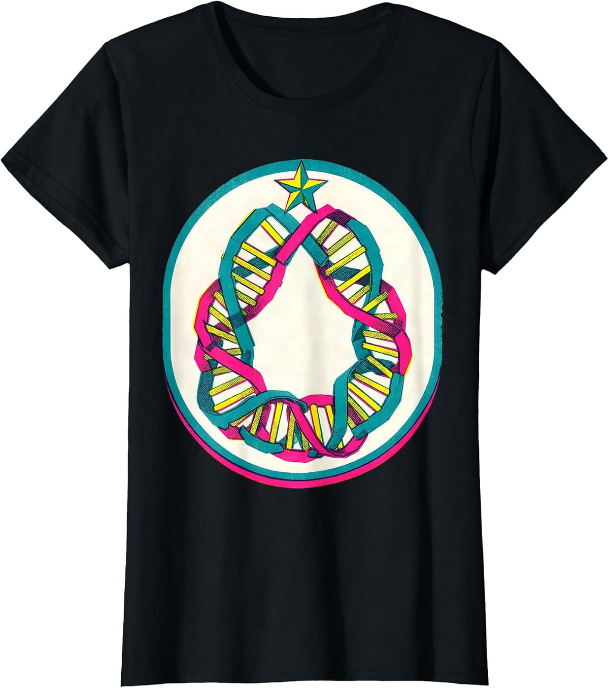 DNA Helix Paper Chain Garlands Science Teacher Holiday T-Shirt - Black