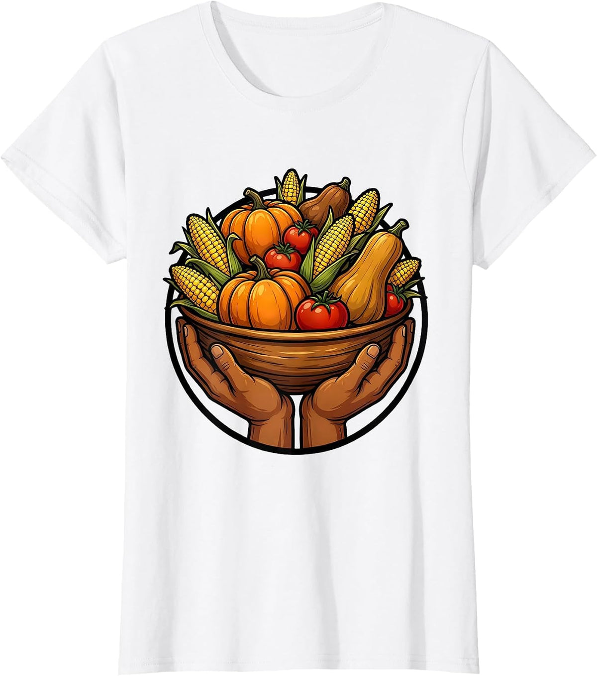 Thanksgiving Cornucopia Harvest Abundance Design T-Shirt - White