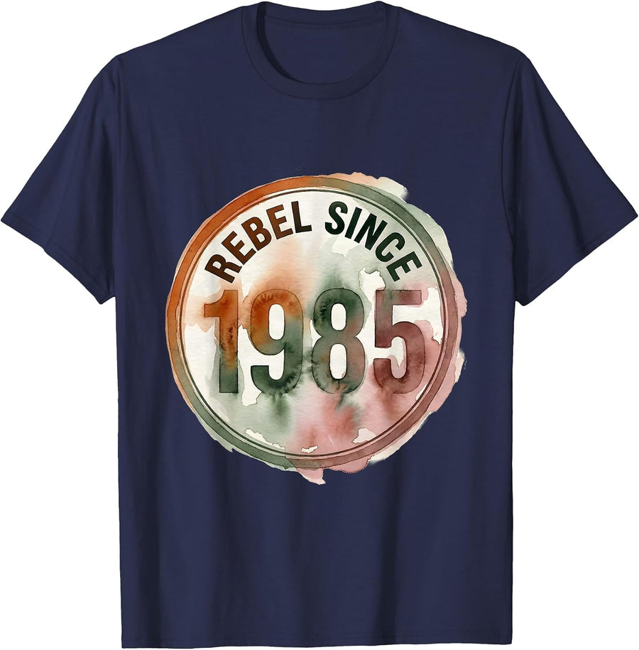 Rebel Since 1985 Funny Vintage Retro Humor T-Shirt - Navy Blue