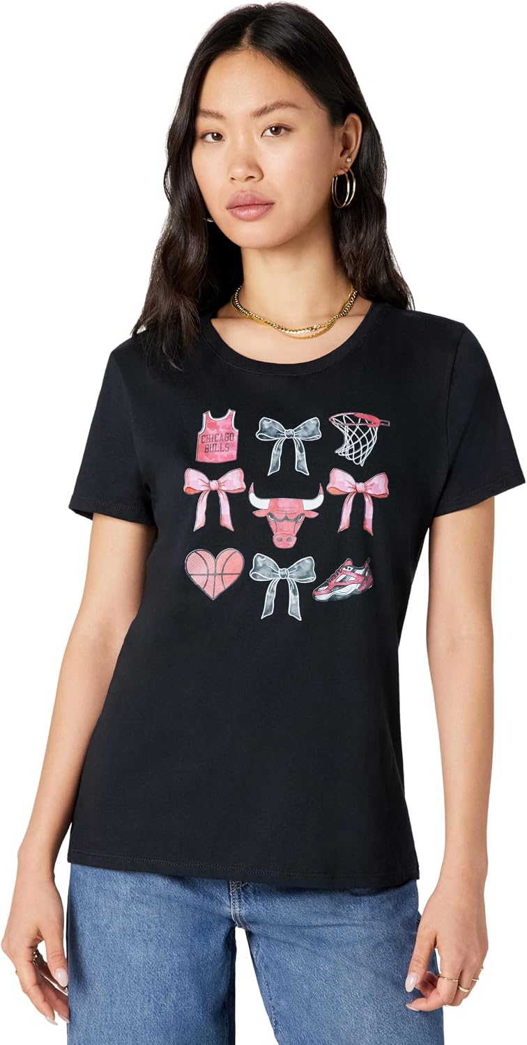 NBA Chicago Bulls Bow Grid T-Shirt - Heather Grey