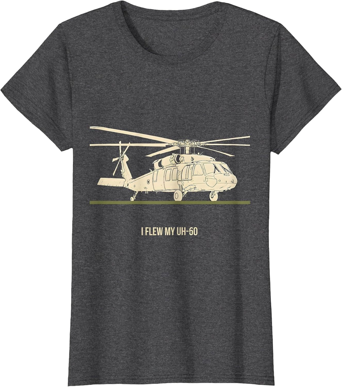 Women's I Flew My UH-60 Military Helicopter Pilot Aviation Veteran T-Shirt - Dark Heather Grey