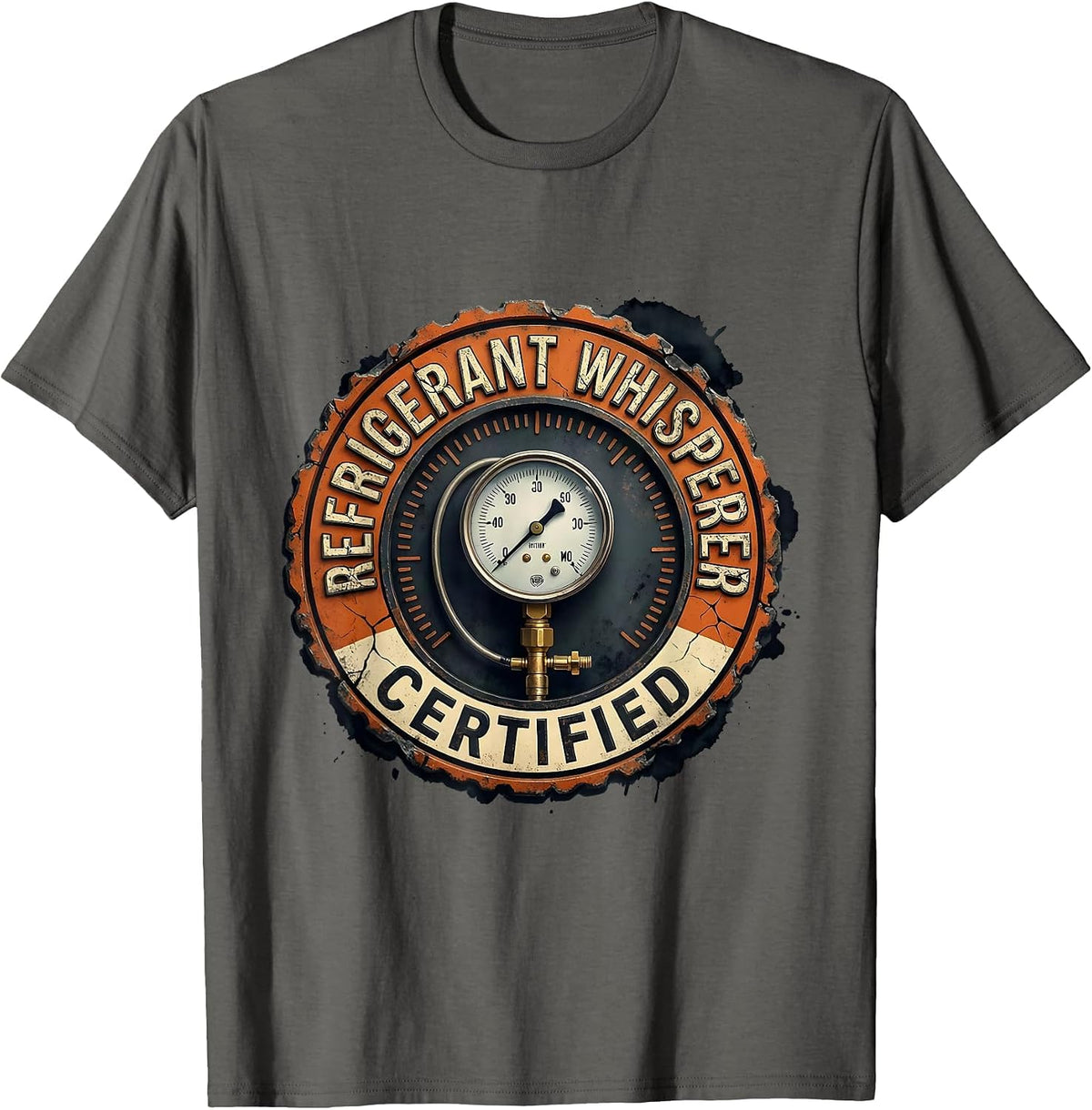 Refrigerant Whisperer Certified Funny HVAC Tech HVAC Dad T-Shirt - Asphalt Grey