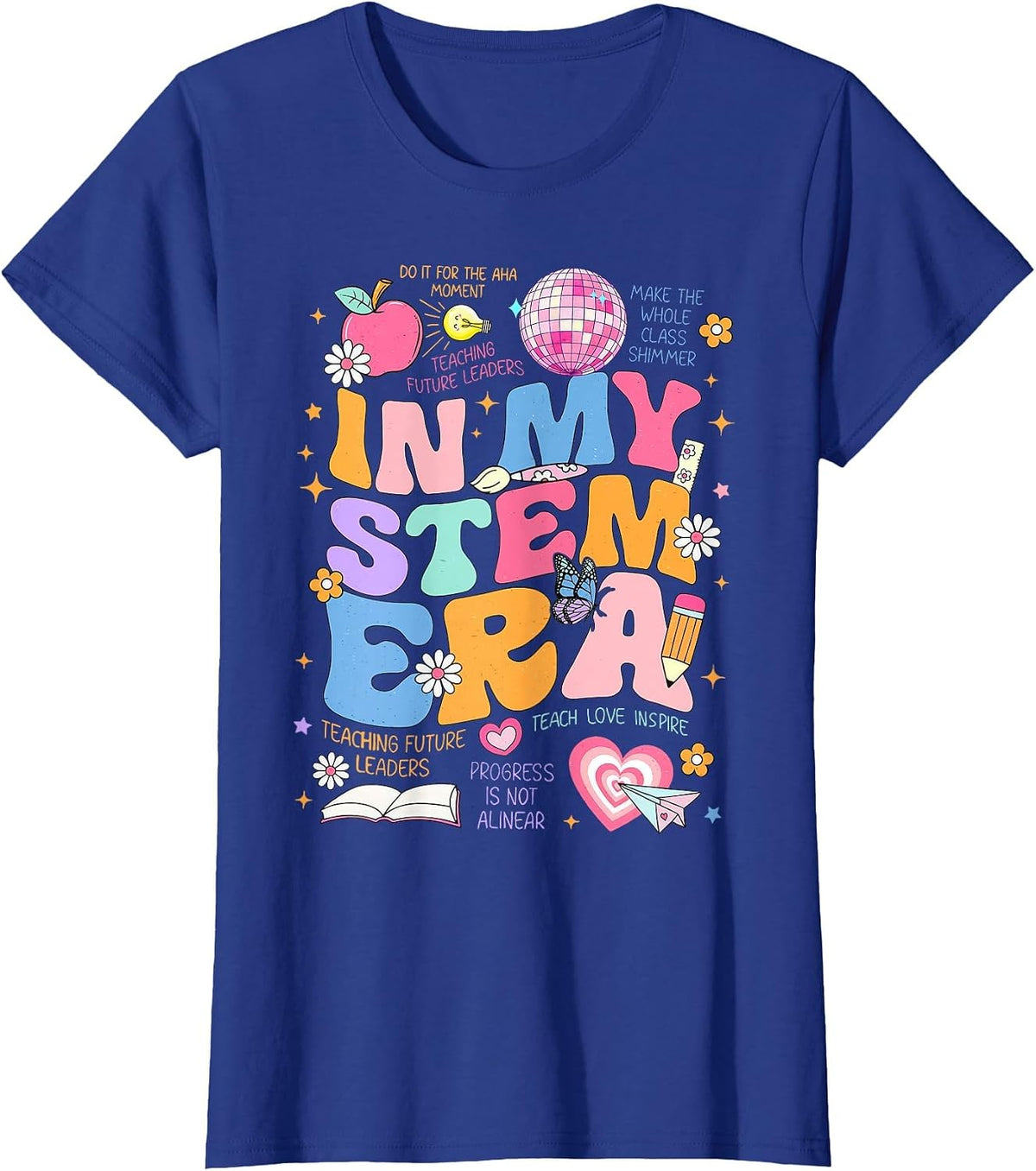 Groovy in My Stem Era Science Teacher Back to School T-Shirt - Royal Blue