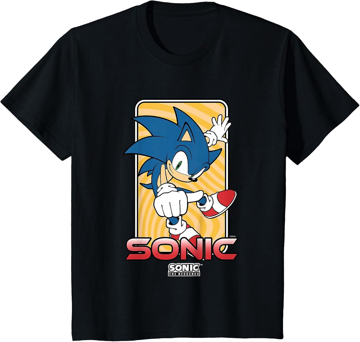 Sonic The Hedgehog Thumbs Up Wavy Portrait T-Shirt - Black