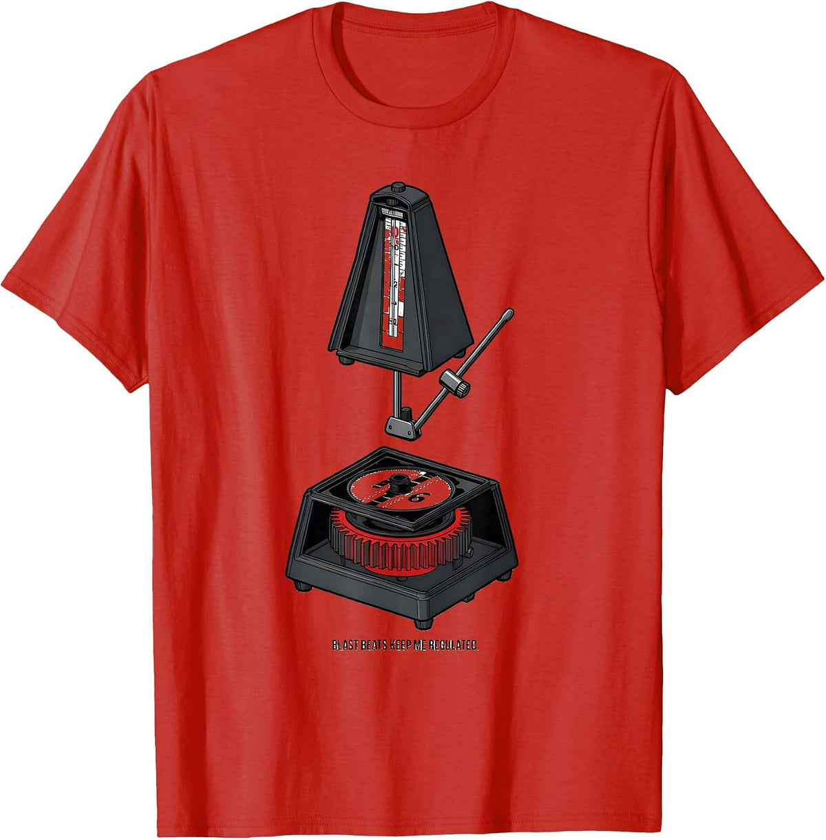 Men's Blast Beats Keep Me Regulated Funny Heavy Metal Metalhead T-Shirt - Red