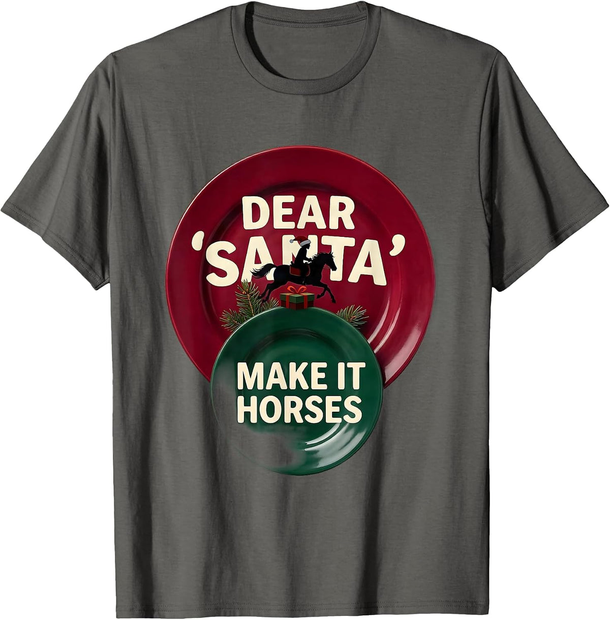 Men's Dear Santa Make It Horses Funny Horse Lover Christmas Pajama T-Shirt - Asphalt Grey