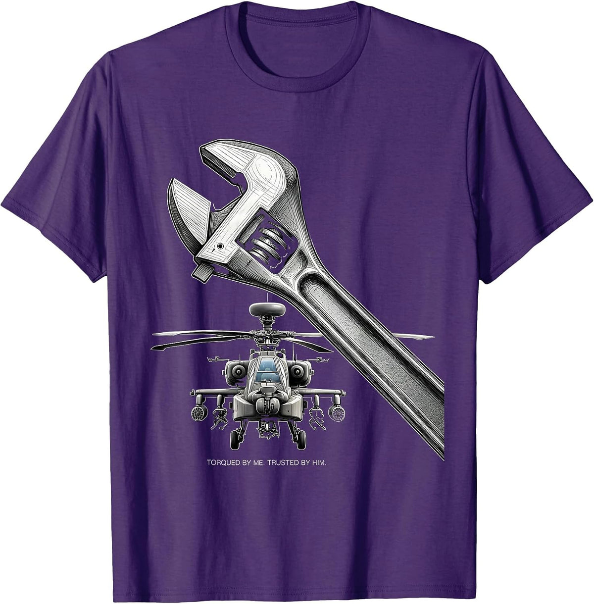 Men's Torqued By Me Trusted By Him Military Helicopter Veteran T-Shirt - Purple