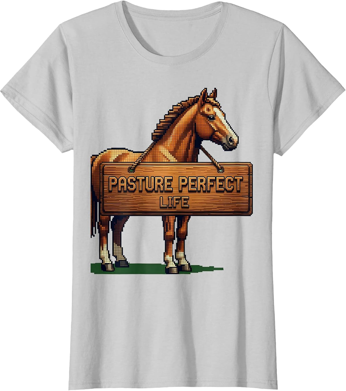 Pasture Perfect Life Horse Lover Design T-Shirt - Silver Grey
