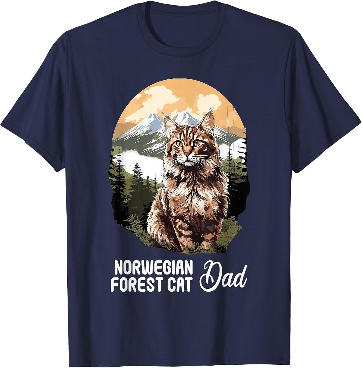 Norwegian Forest Cats Dad Norwegian Forest Cat T-Shirt - Navy Blue