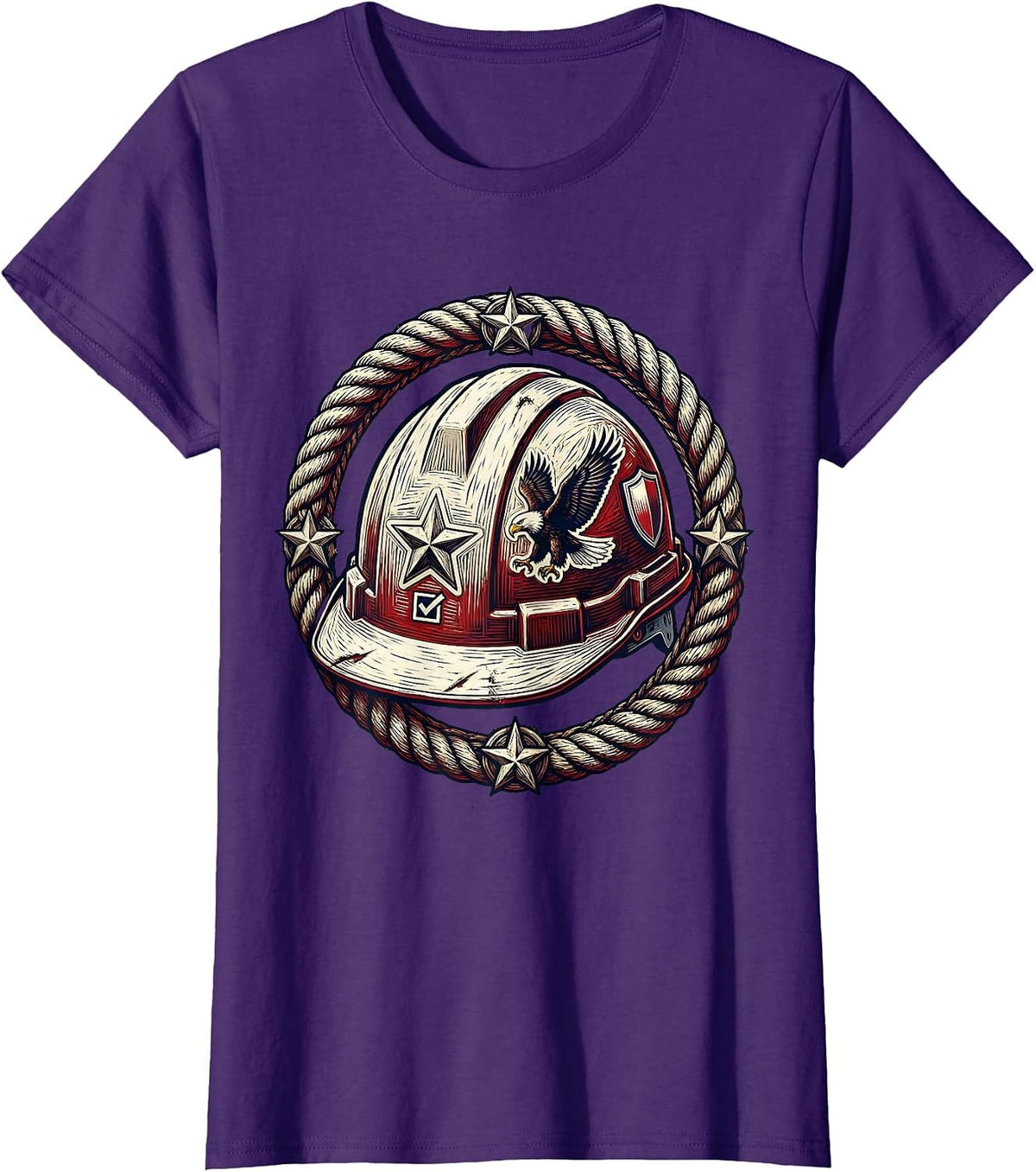Women's Patriotic Hard Hat Voting Labor Day Graphic T-Shirt - Purple
