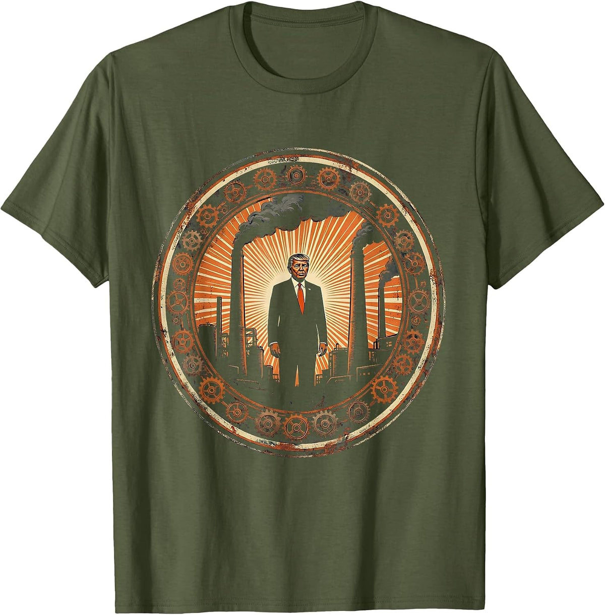 President Pride Labor Day Silhouette Sunrise T-Shirt - Olive Green