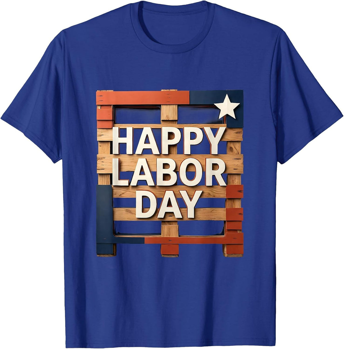 Happy Labor Day Patriotic Union Pride Paper Cutout Graphic T-Shirt - Royal Blue