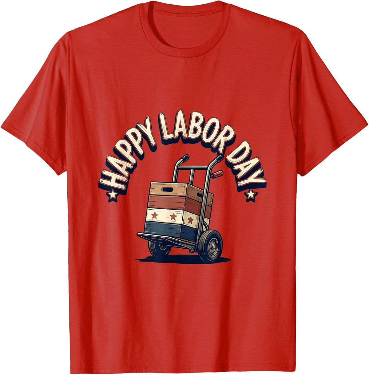 Men's Happy Labor Day Patriotic Union Pride Sign Painter Style T-Shirt - Red