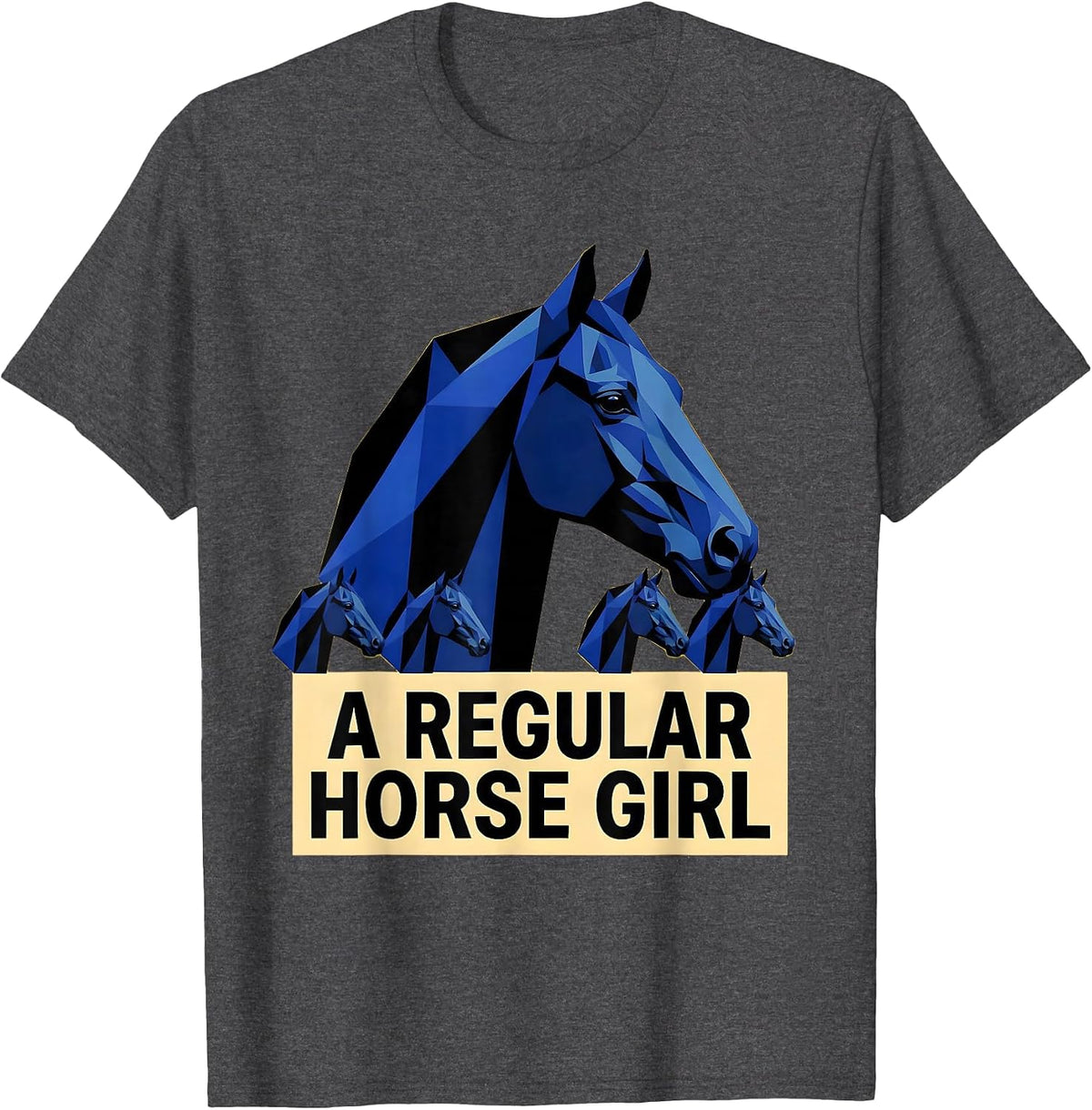 A Regular Horse Girl Geometric Equestrian Humor T-Shirt - Dark Heather Grey