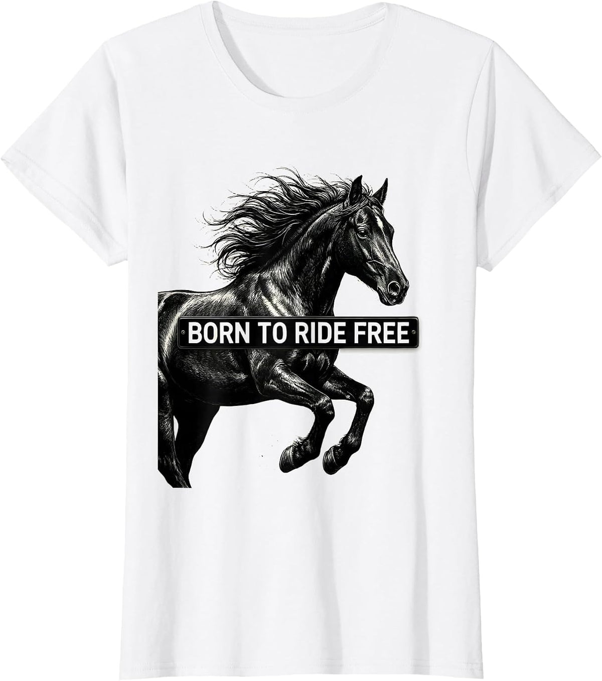 Born to Ride Free Horse Lover Design T-Shirt - White