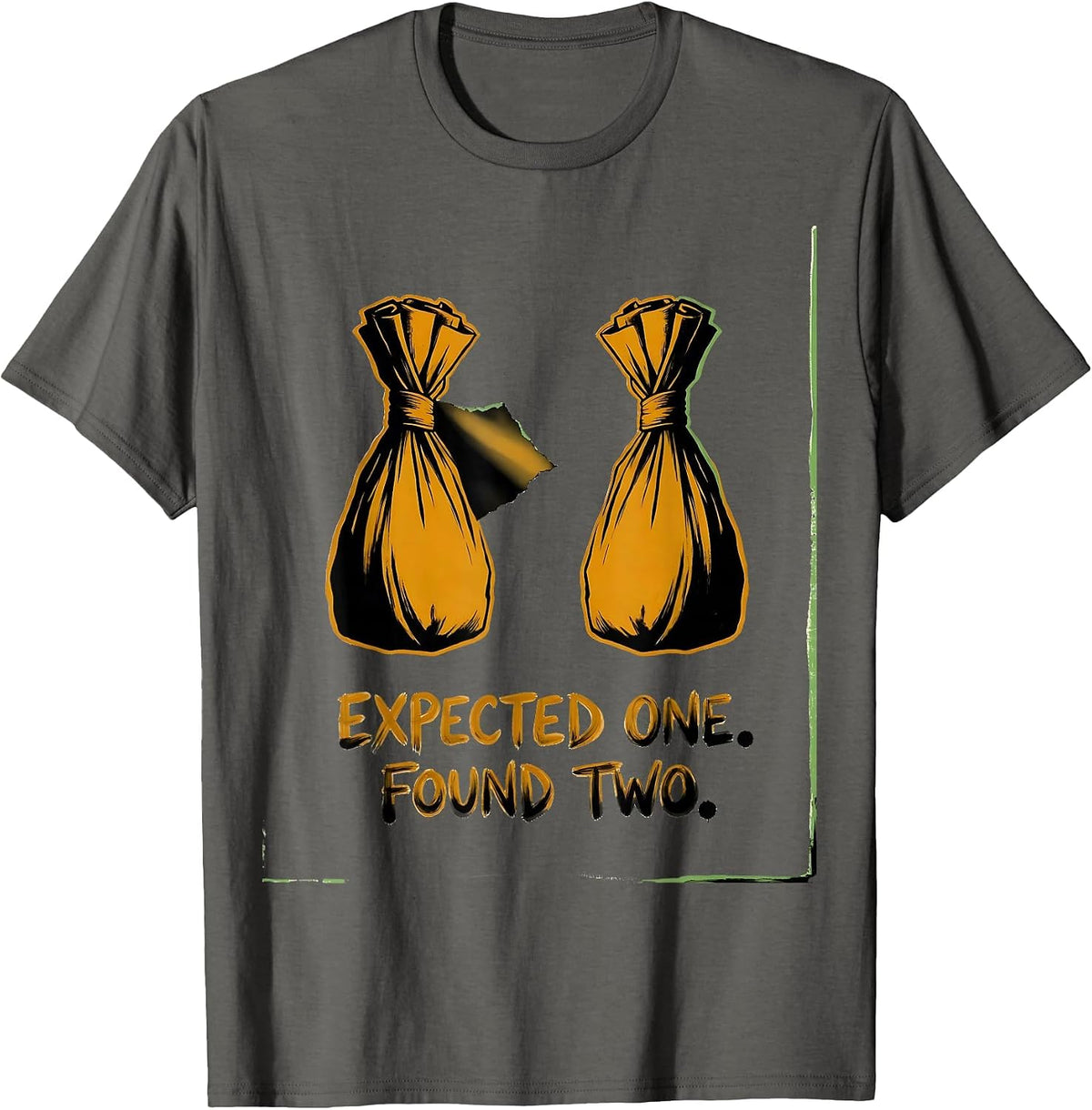 Men's Expected One Found Two Playful Twin Pregnancy Mama T-Shirt - Asphalt Grey