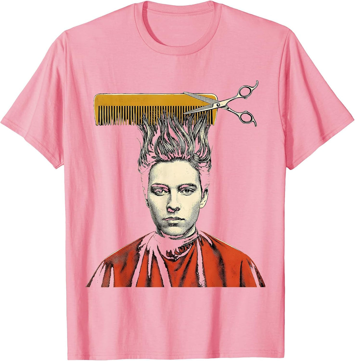 Men's Cropped Client Profile Salon Cape Barber Humor Gift T-Shirt - Pink