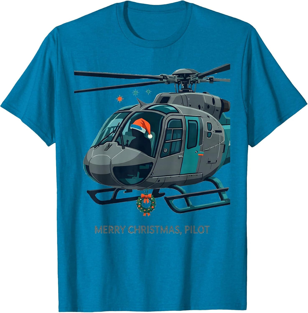 Merry Christmas, Pilot Funny Aviation Humor Holiday T-Shirt - Sapphire Blue