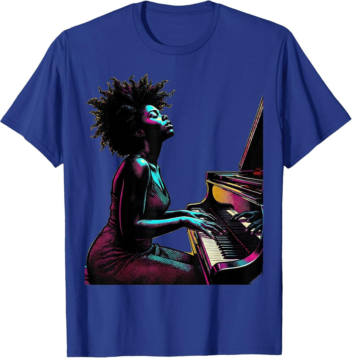 Men's HBCU Grand Piano Player Illustration T-Shirt - Royal Blue