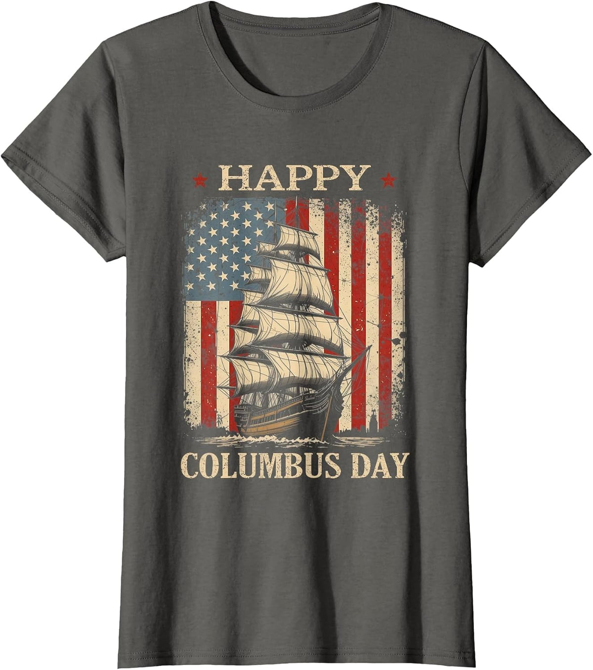 Happy Columbus Day Design Christopher Columbus Italian T-Shirt - Asphalt Grey