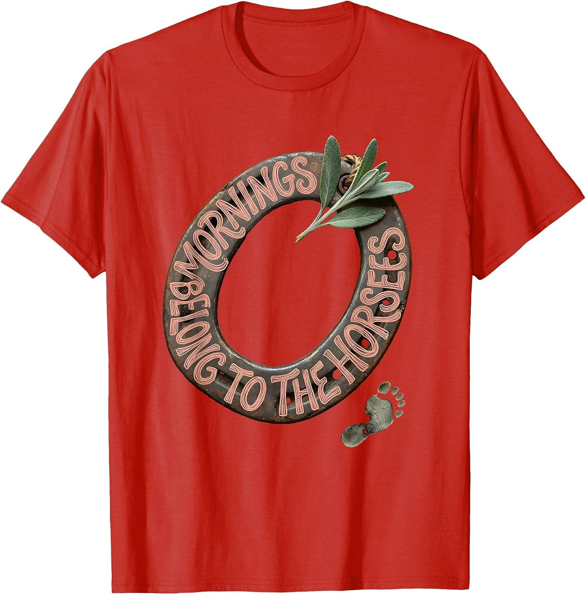 Men's Mornings Belong To The Horses Boho Horse Lover Gift T-Shirt - Red