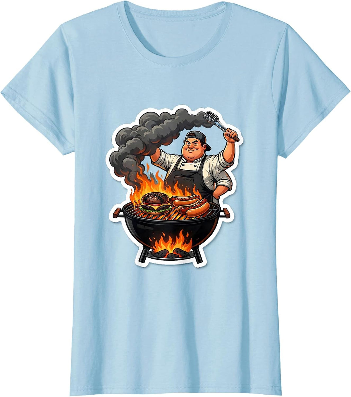 Uncle Backyard Grill Master Burning Food Funny T-Shirt - Baby Blue