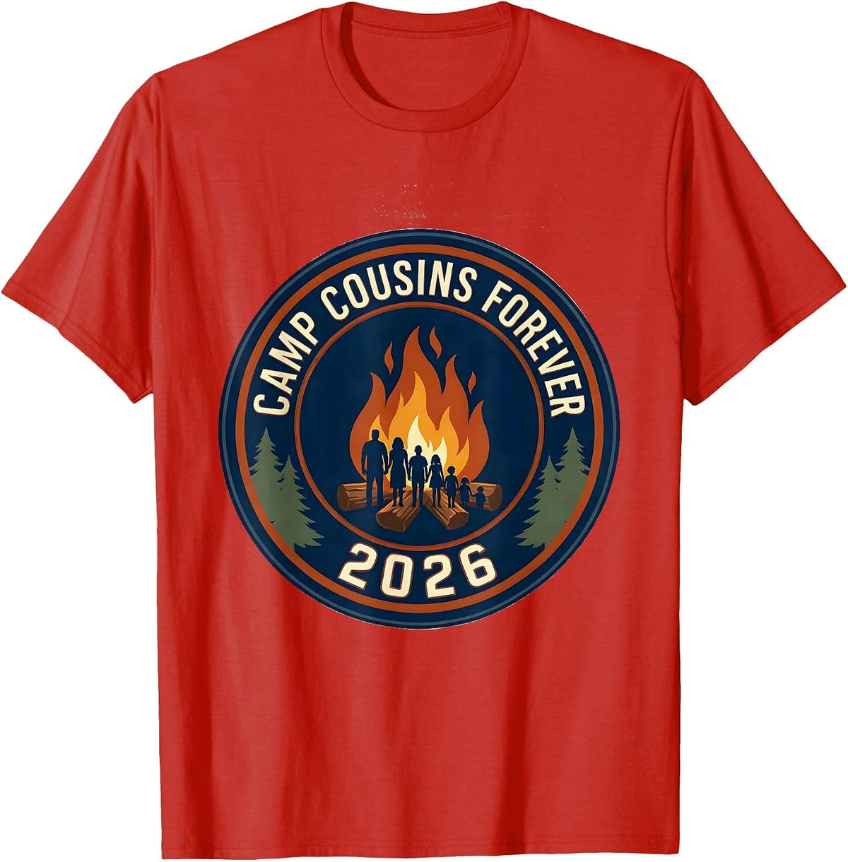 Men's Camp Cousins Forever Family Matching Camping Crew 2026 T-Shirt - Red