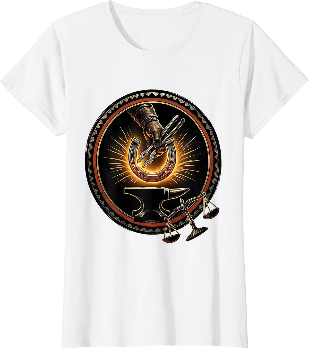 Women's Sealed Forge Badge Blacksmith Humor Metalworking Hobbyist T-Shirt - White